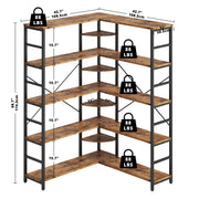 【HOT】5-Tiers Corner Bookcase with Curved Panels