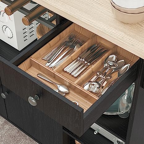 Chariot de cuisine à roulettes noir