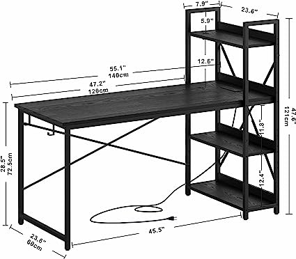 55‘’ Computer Desk with Power Outlet