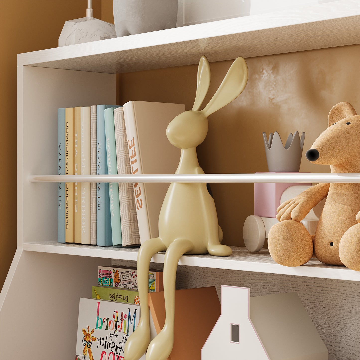 Organisateur de rangement pour enfants - Bibliothèque avec tiroirs et étagère à jouets