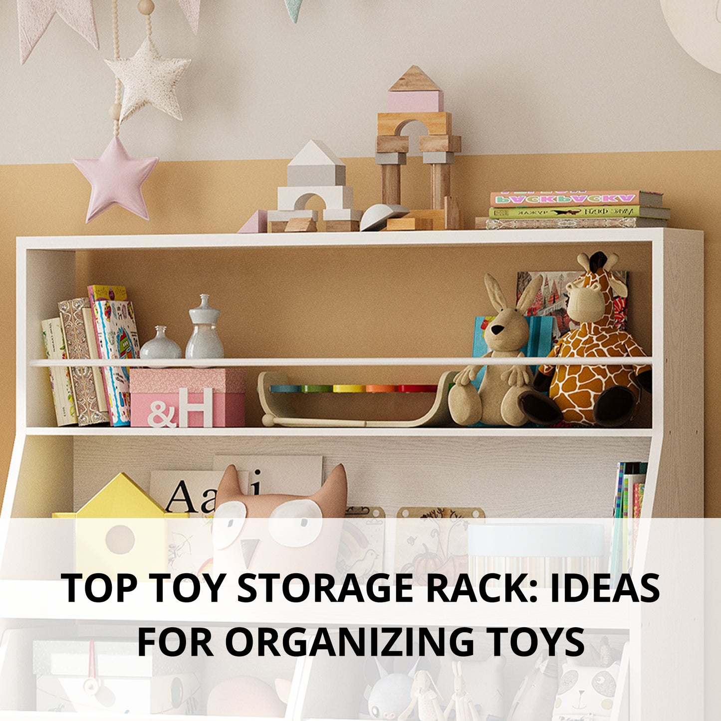Organisateur de rangement pour enfants - Bibliothèque avec tiroirs et étagère à jouets