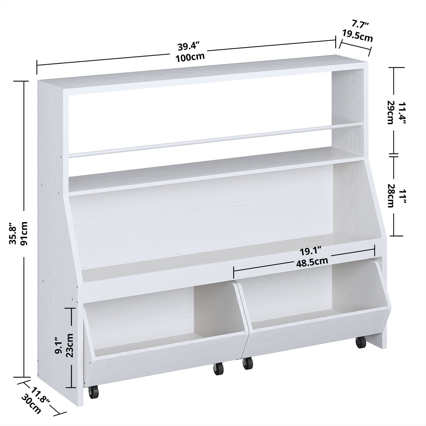 Organisateur de rangement pour enfants - Bibliothèque avec tiroirs et étagère à jouets