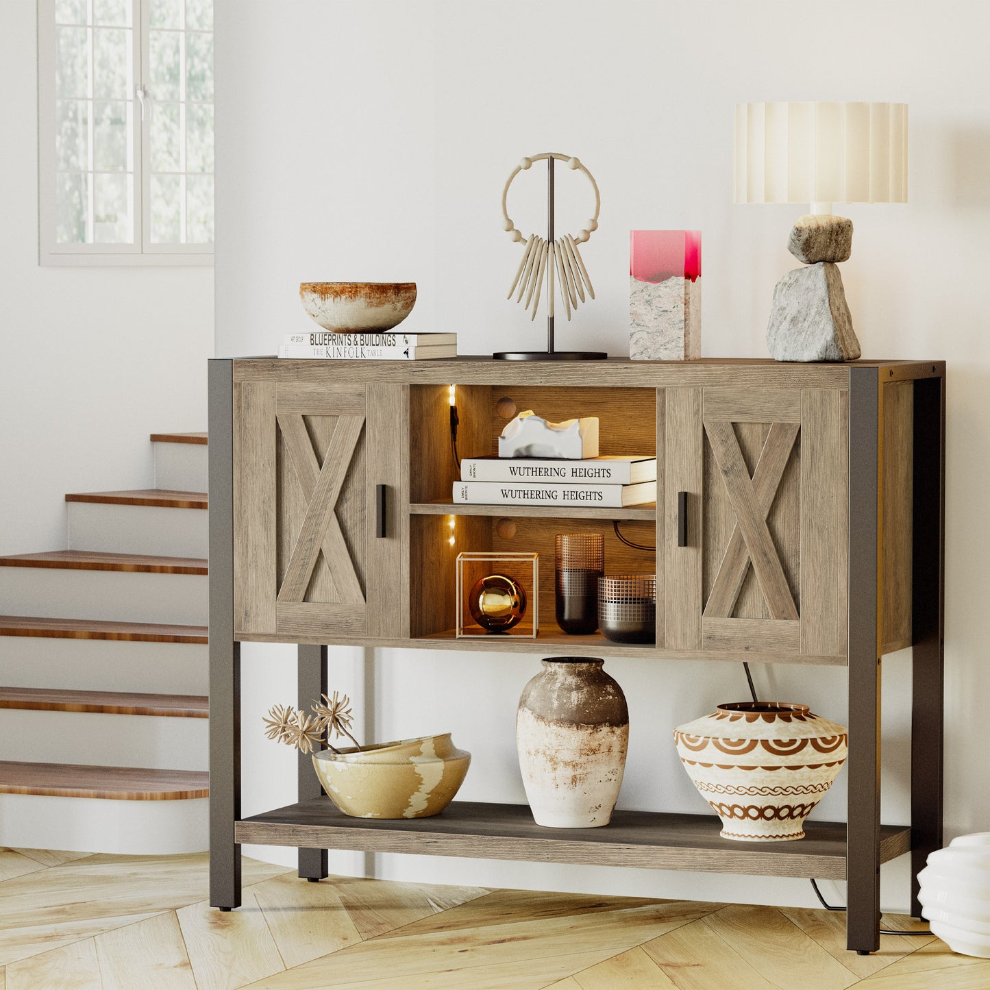 IRONCK Farmhouse Sideboard with Light