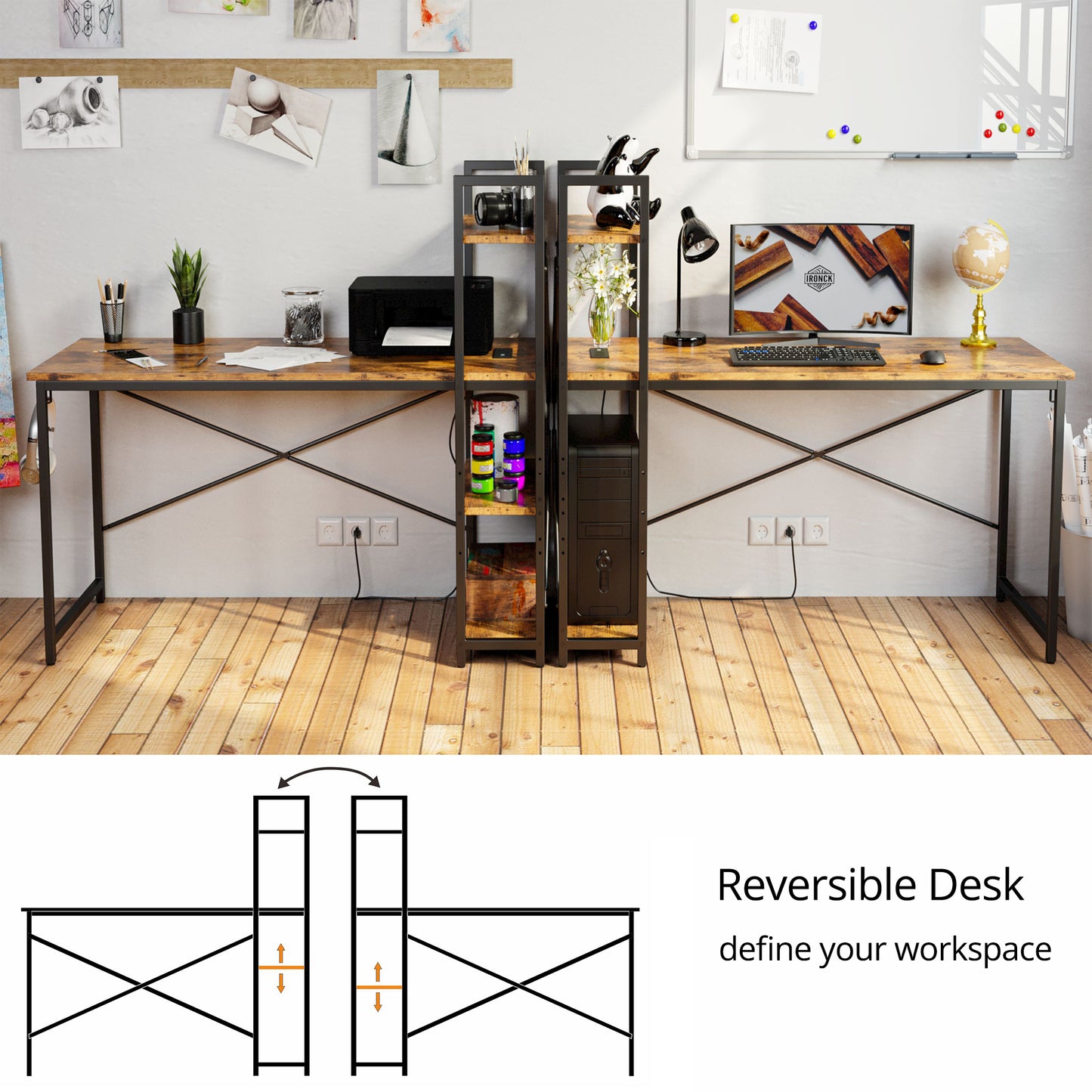 55‘’ Computer Desk with Power Outlet