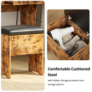 LED Lighted Mirror Makeup Desk Set- Vintage