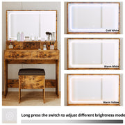 LED Lighted Mirror Makeup Desk Set- Vintage