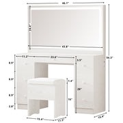 【HOT】Large Mirror Makeup Vanity Desk with 7 Drawers