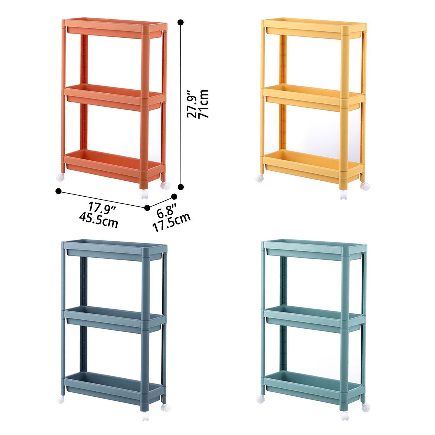 Étagère de rangement polyvalente avec roulettes