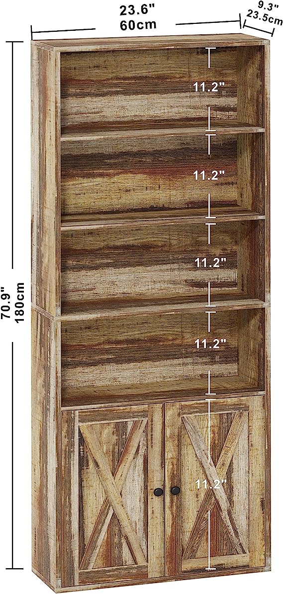 Bookshelf with Cabinet Industrial Brown