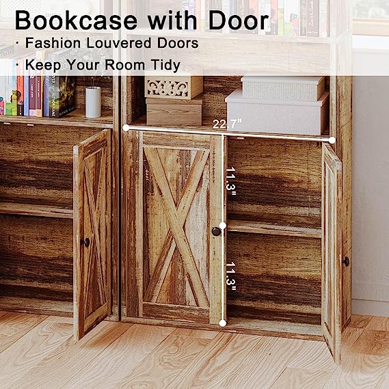 Bookshelf with Cabinet Industrial Brown