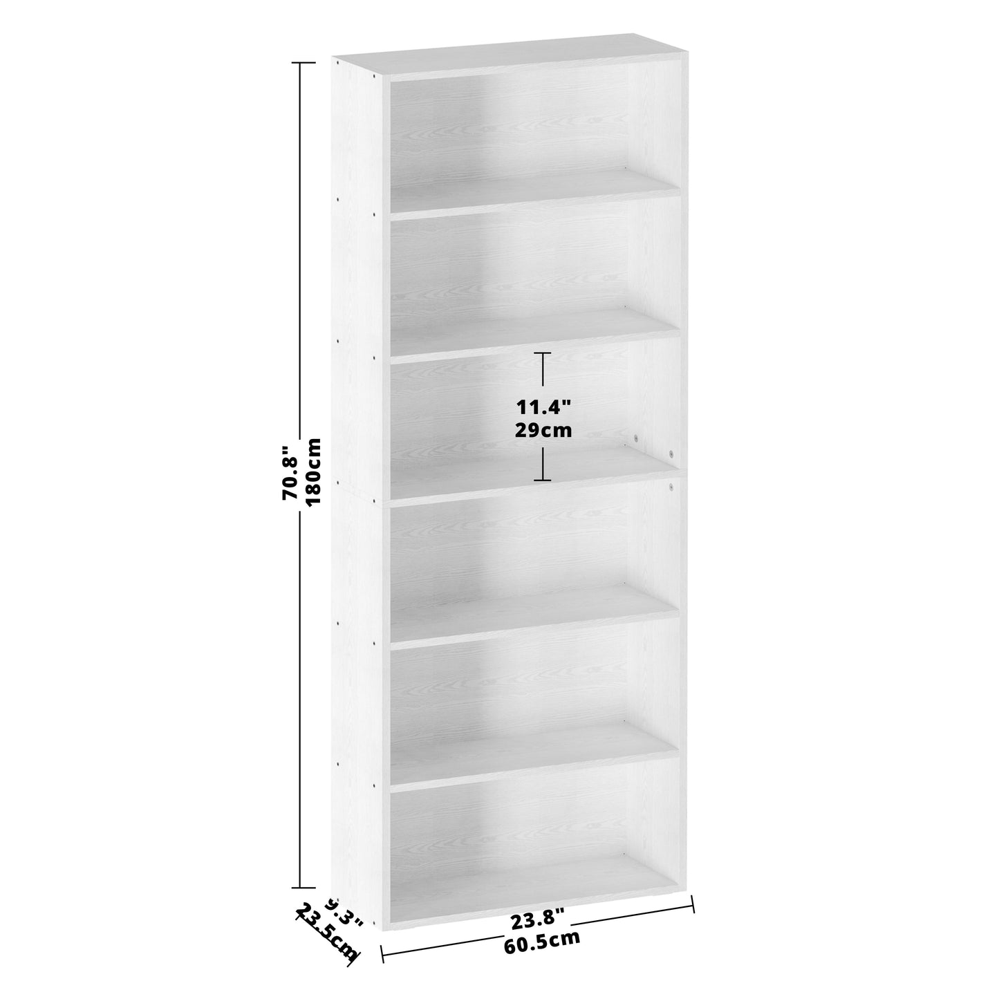 6 Tier Bookshelf Industrial White