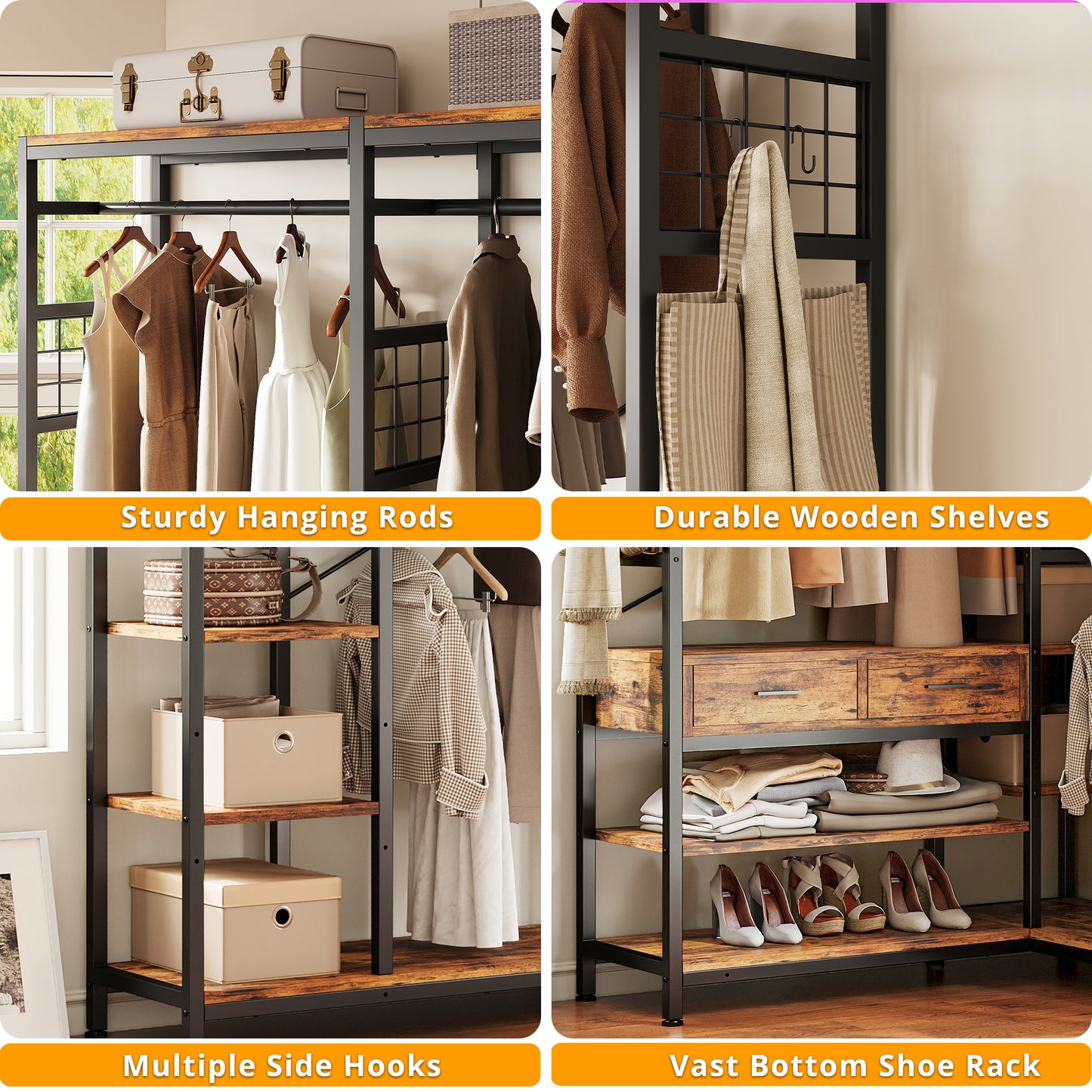 IRONCK L Shaped Coat Rack Corner Closet