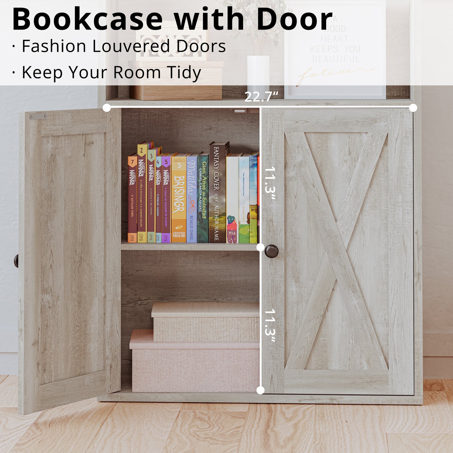 Bookshelf with Cabinet Beige Maple