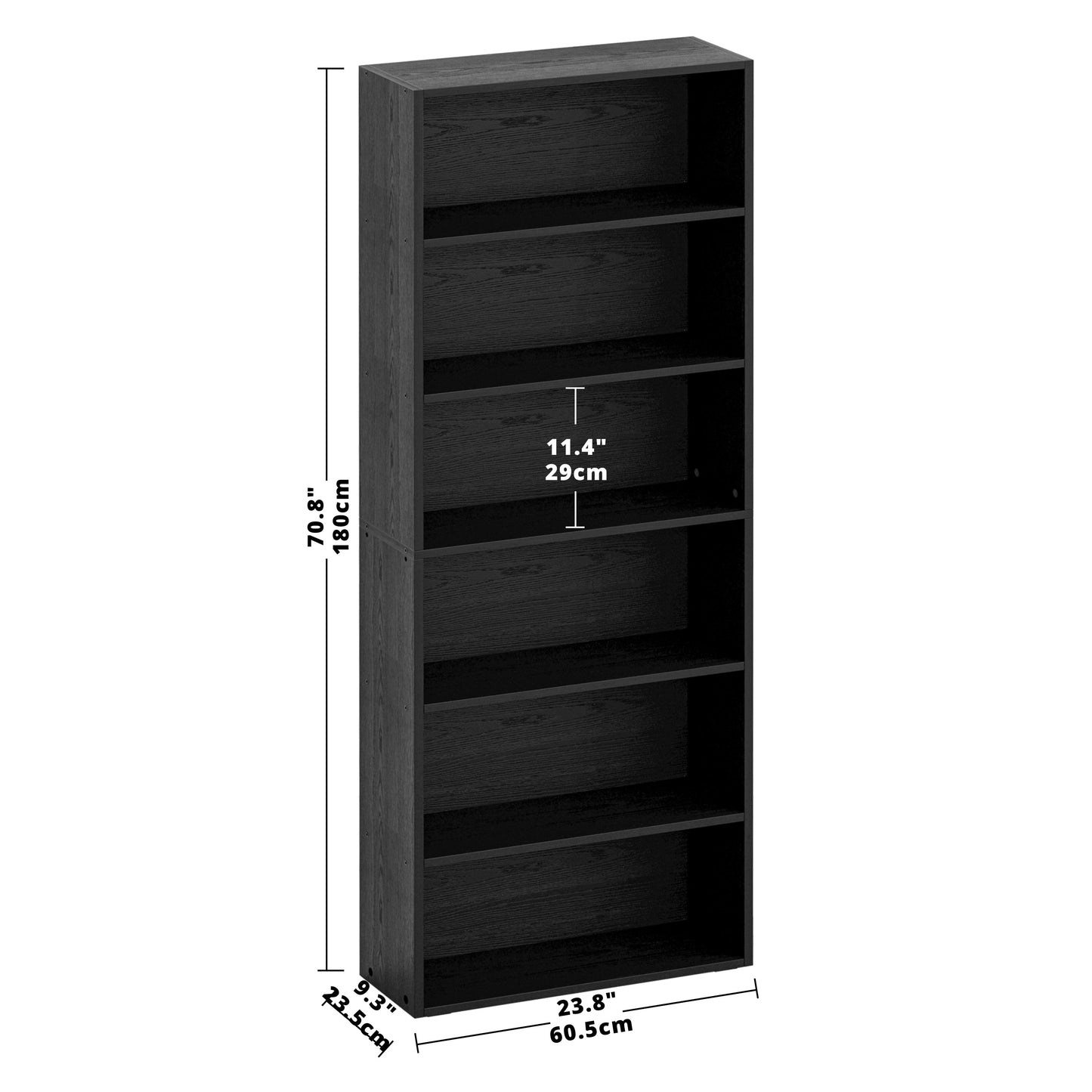 6 Tier Bookshelf Vintage Black