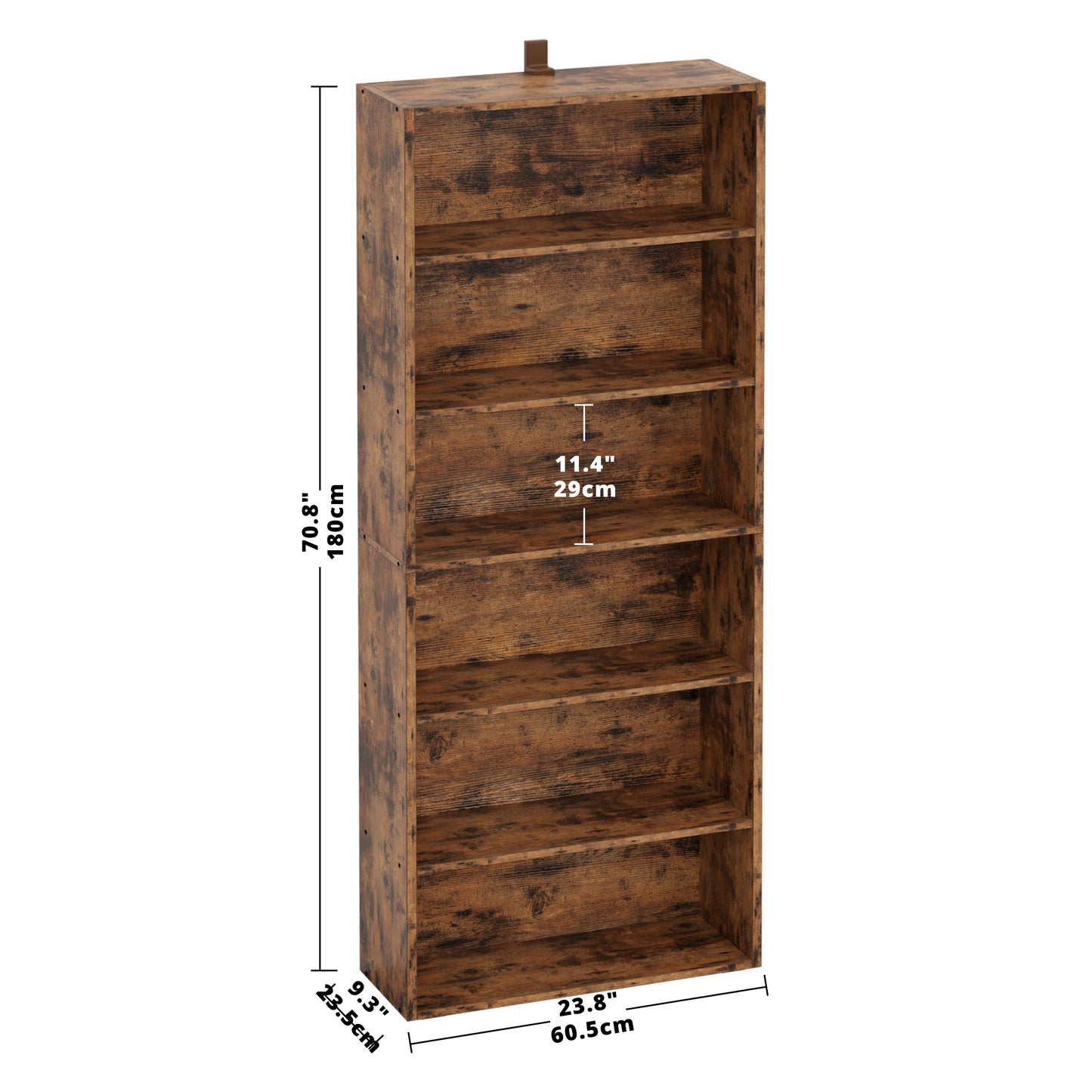 6 Tier Bookshelf Vintage Brown