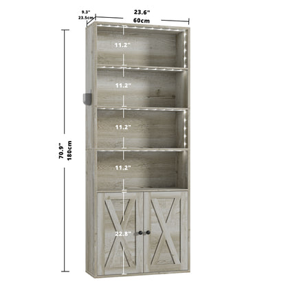 IRONCK Tall Bookcase with LED Lights