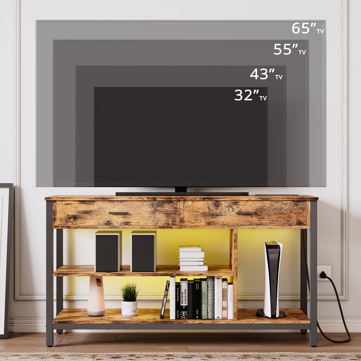 Industrial TV Console with LED Lights