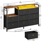Commode LED avec 8 tiroirs en cuir PU