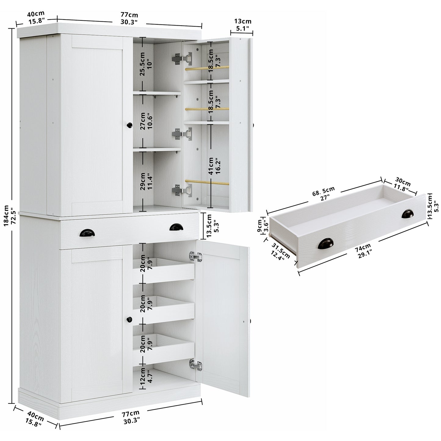 IRONCK Kitchen Pantry Storage Cabinet