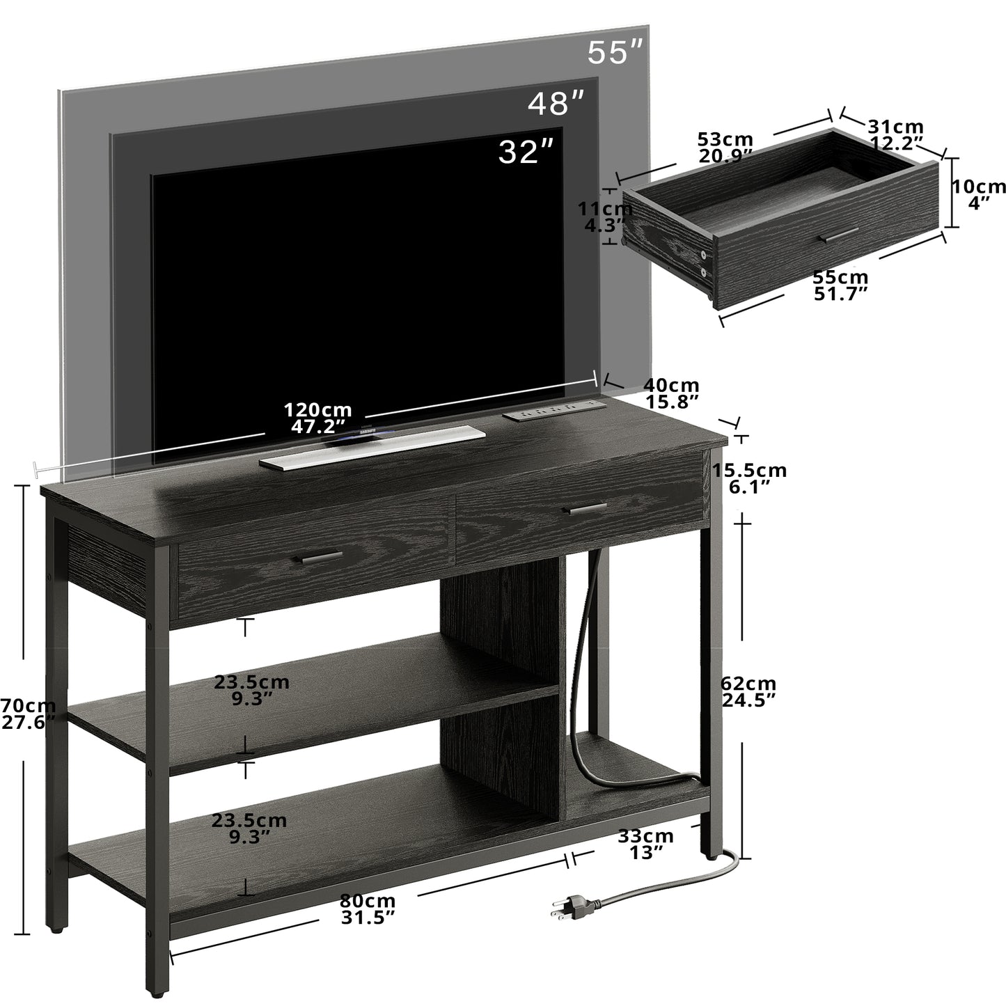 Industrielle TV-Konsole mit LED-Leuchten