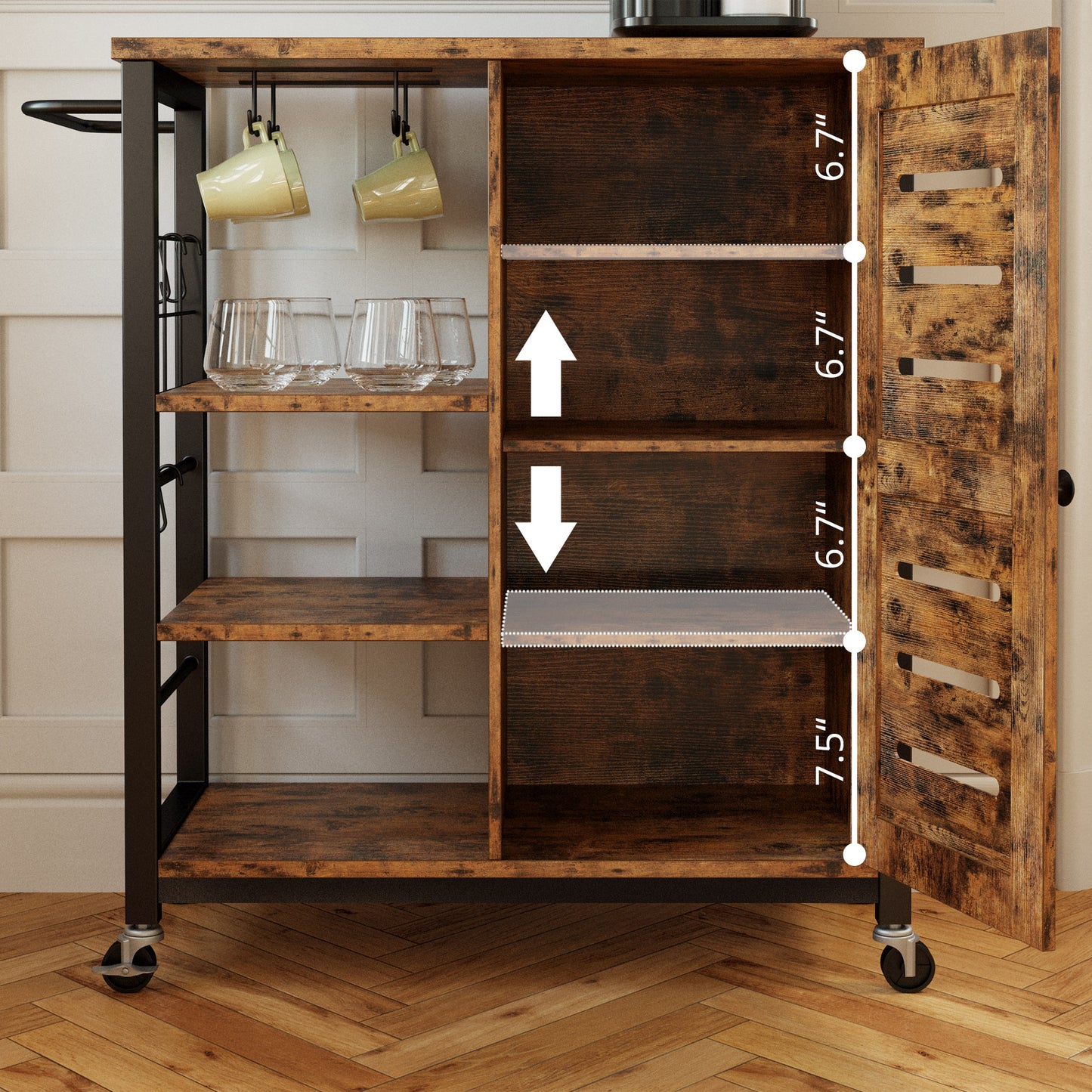 Lagerschrank mit Rollen Vintage Braun