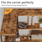 【HOT】5-Tiers Corner Bookcase with Curved Panels