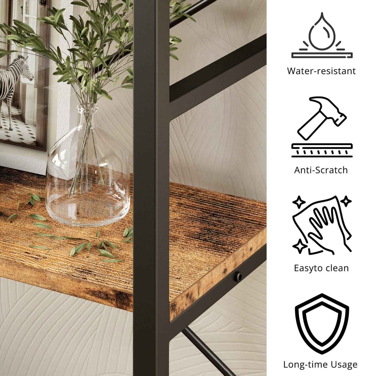 【HOT】5-Tiers Corner Bookcase with Curved Panels