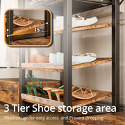 3-Tier Shoe Rack Wardrobe with 2 Drawers