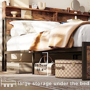 Queen Bed Frame with Bookcase Headboard