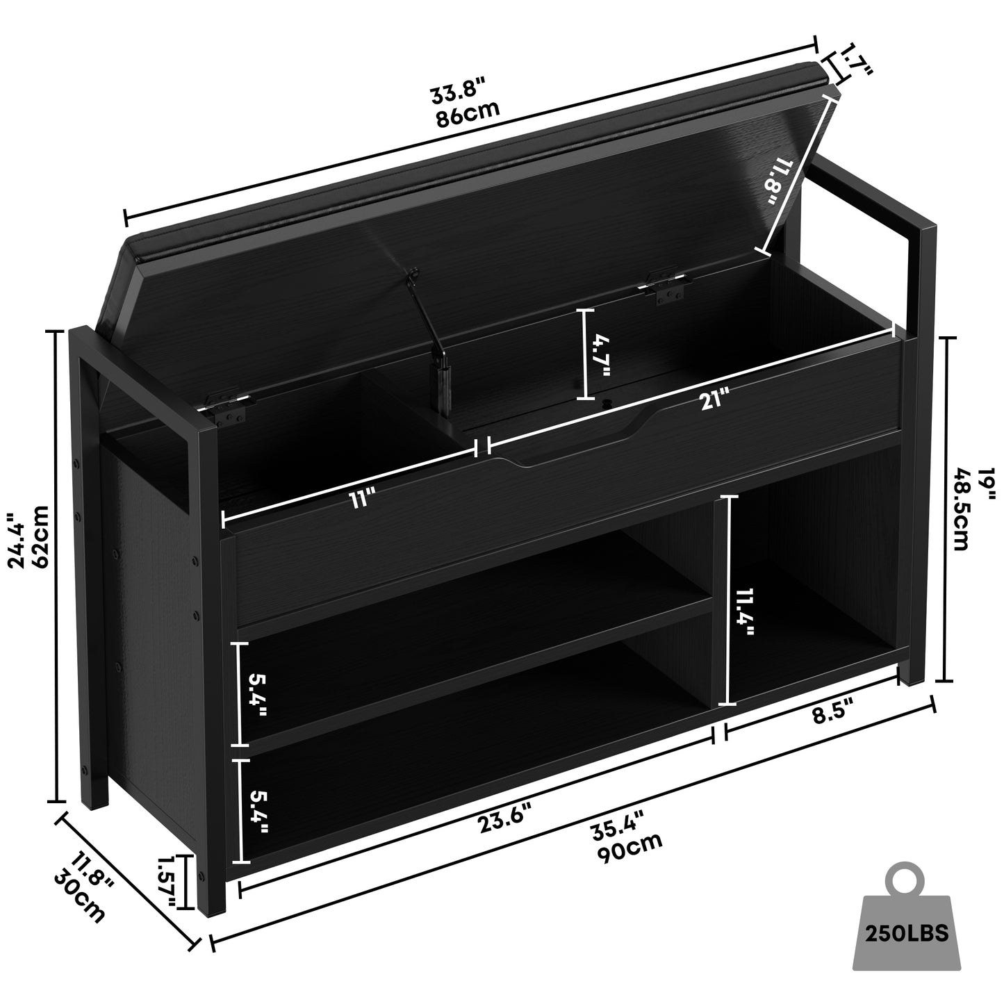 2 Tier Shoe Storage Rack Black