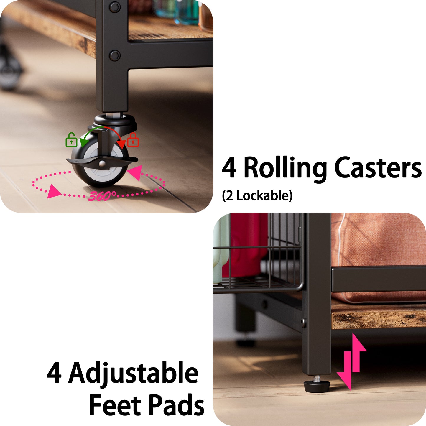 IRONCK Storage Rack with Hooks and Wheels
