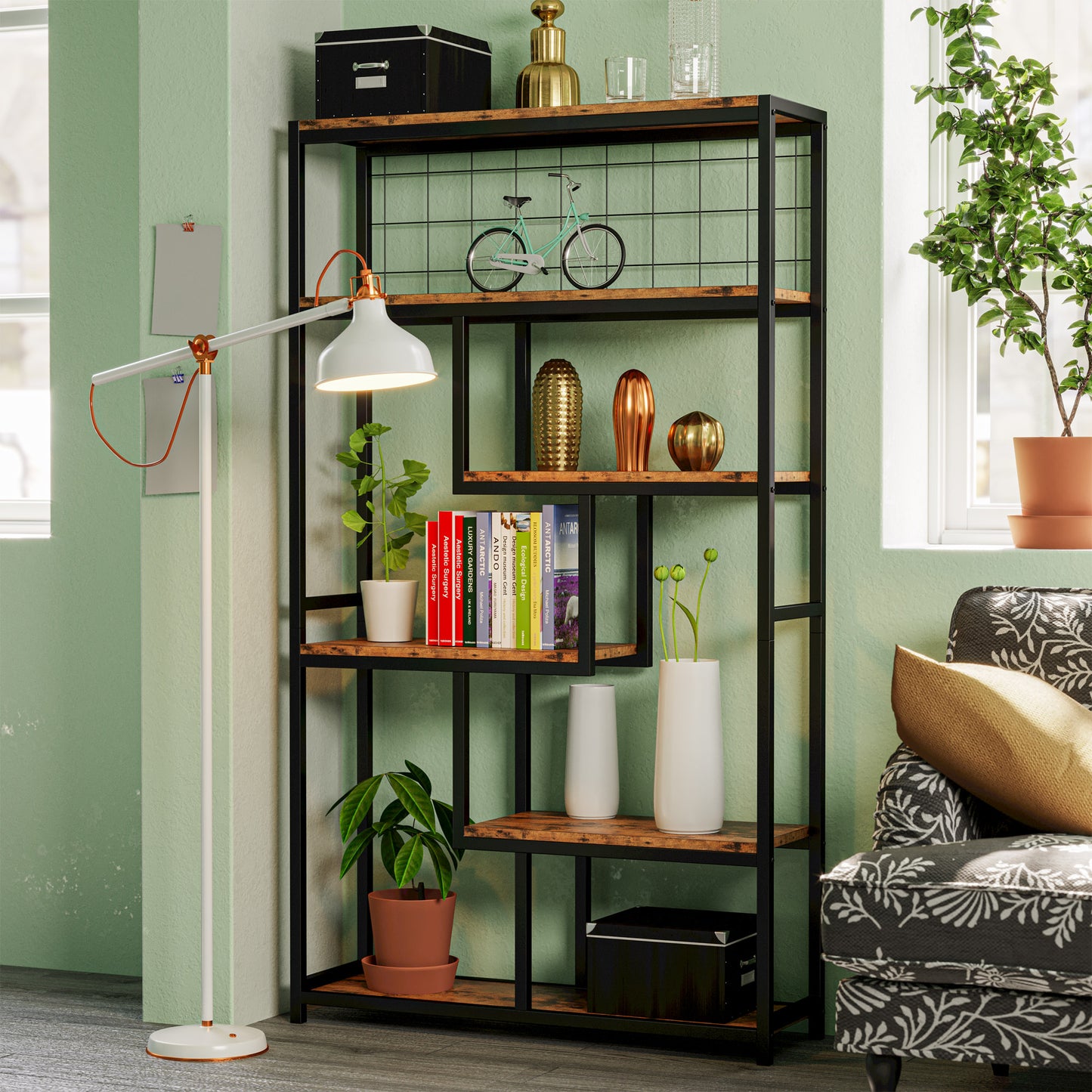 6-Shelf Etagere Bookcase