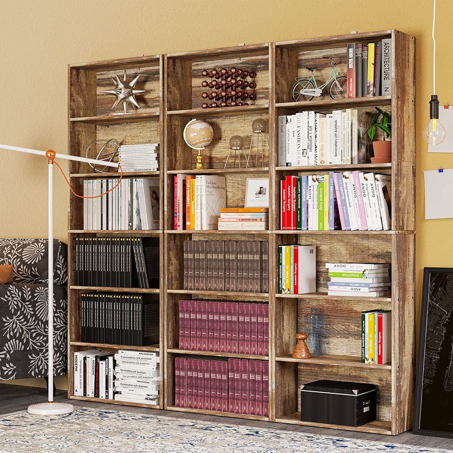 6 Tier Bookshelf Industrial Brown