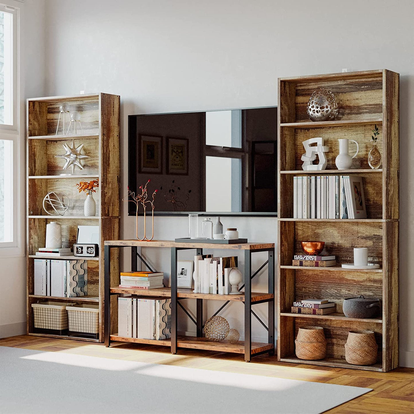 6 Tier Bookshelf Industrial Brown