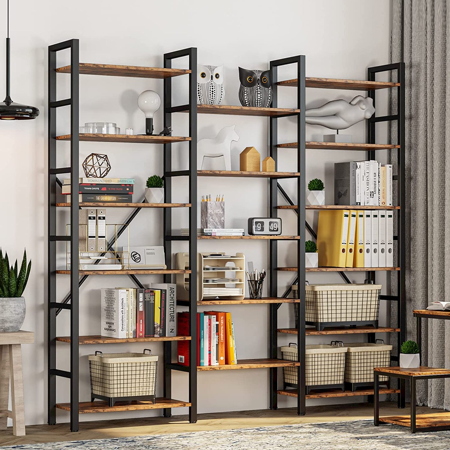 Dreifach breite Bücherregale – 6 Ebenen