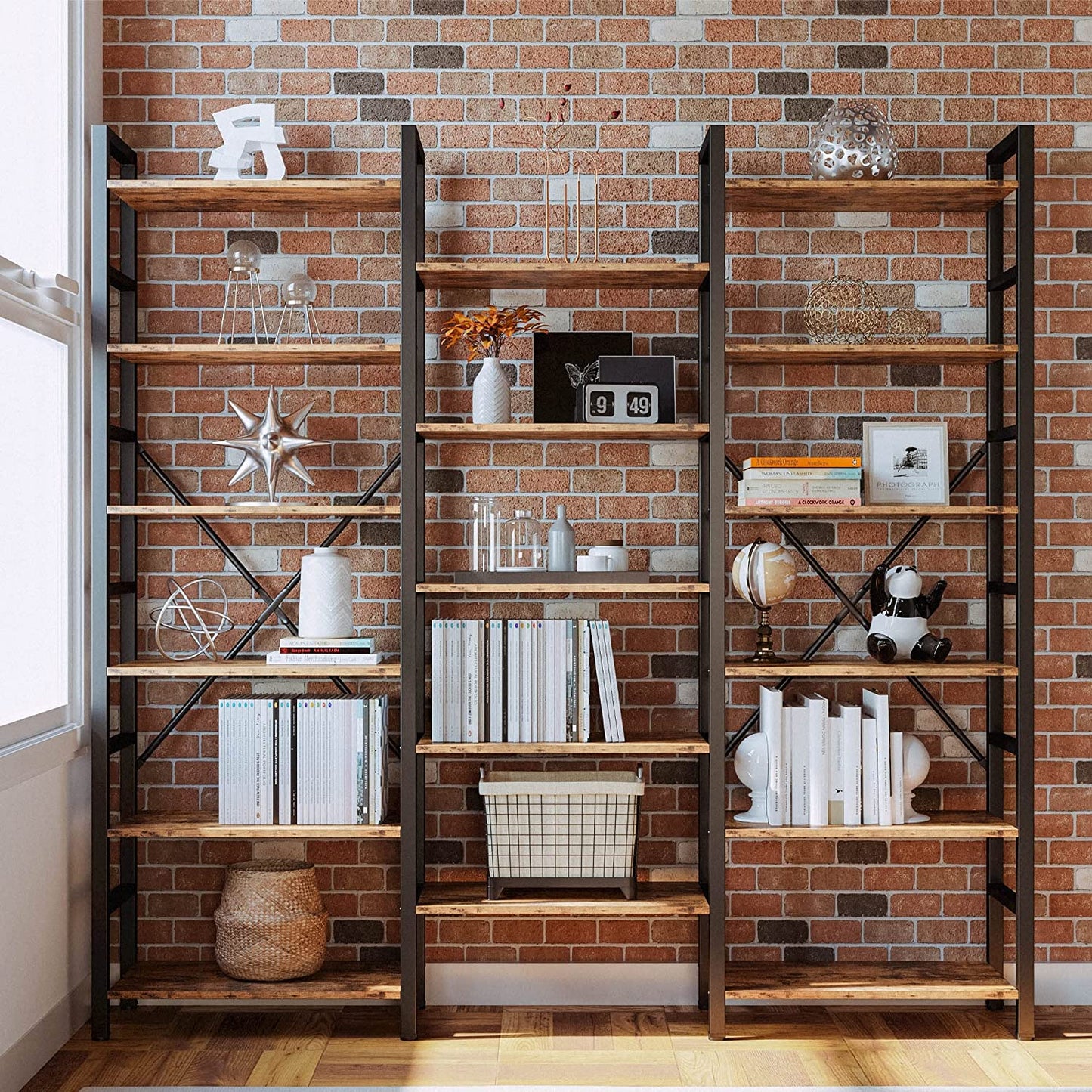 Dreifach breite Bücherregale – 6 Ebenen