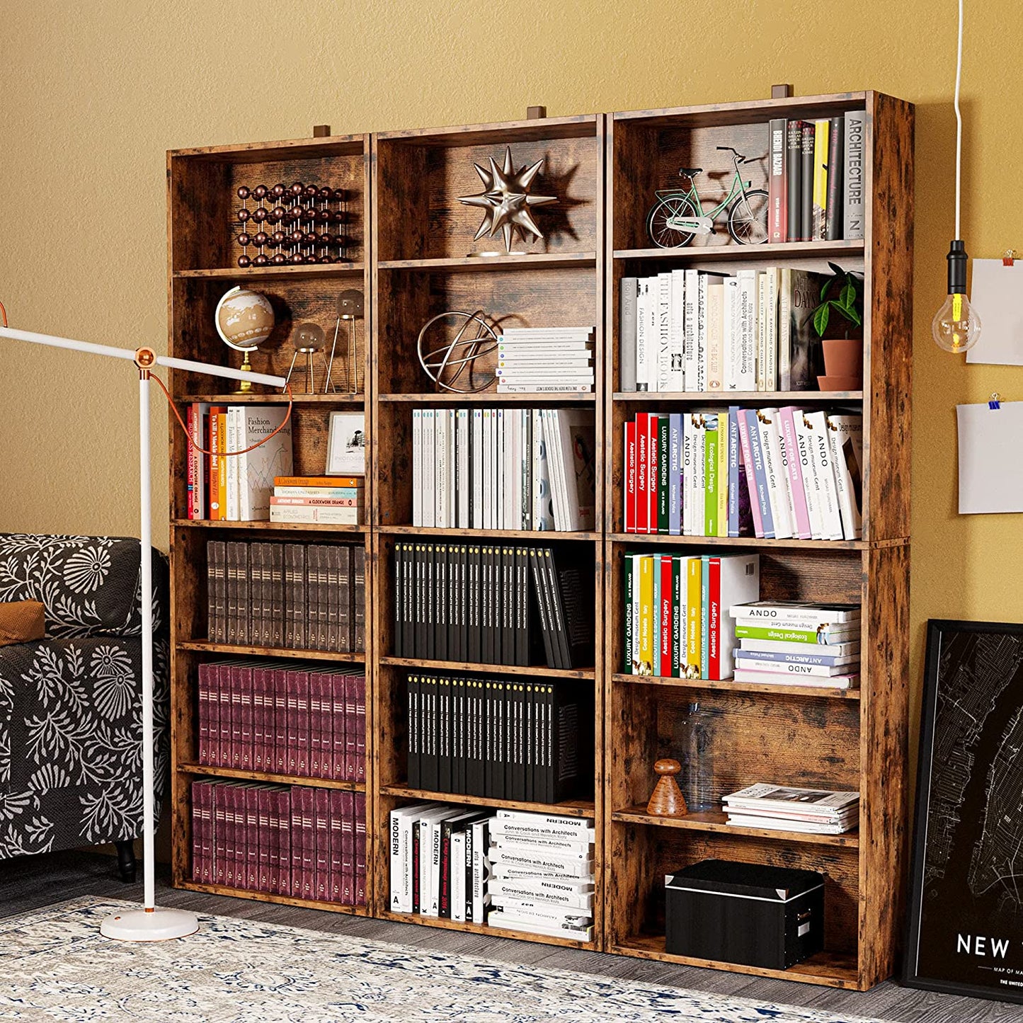 6 Tier Bookshelf Vintage Brown