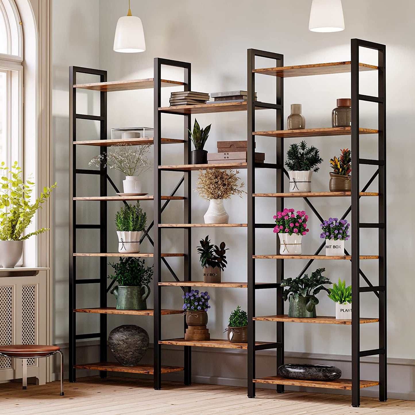 Dreifach breite Bücherregale – 6 Ebenen