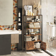 4 Tier Industrial Bookcase with Doors