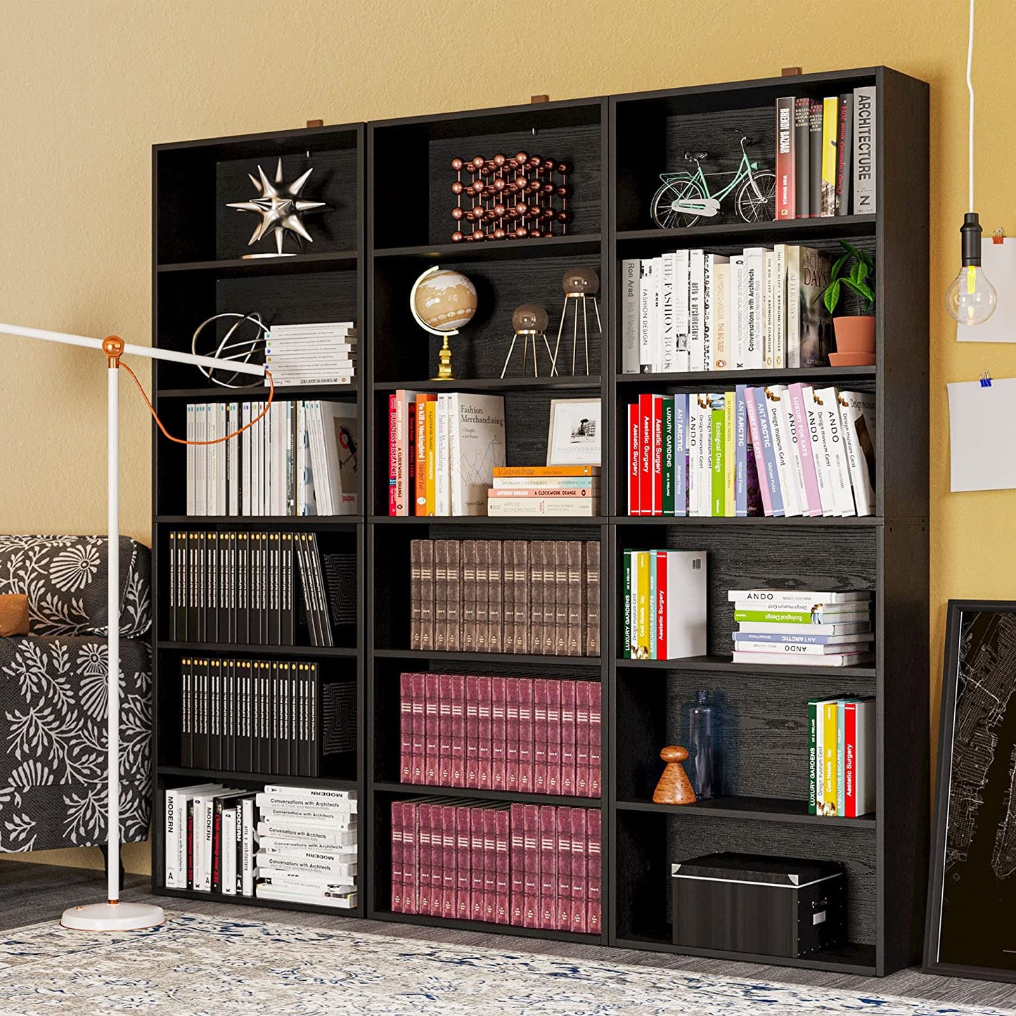 6 Tier Bookshelf Vintage Black