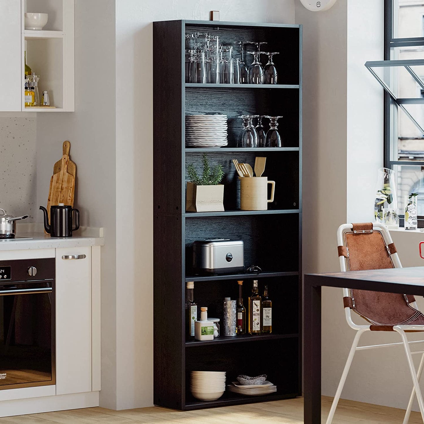 6 Tier Bookshelf Vintage Black
