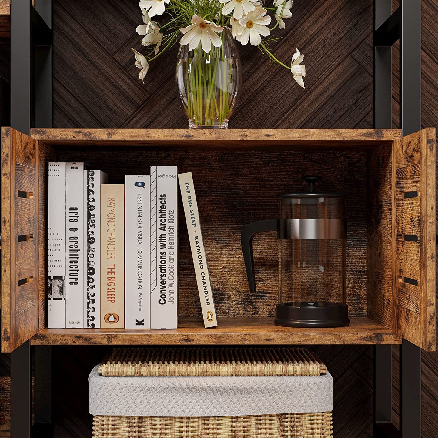 Triple Wide Display Shelf with cabinets