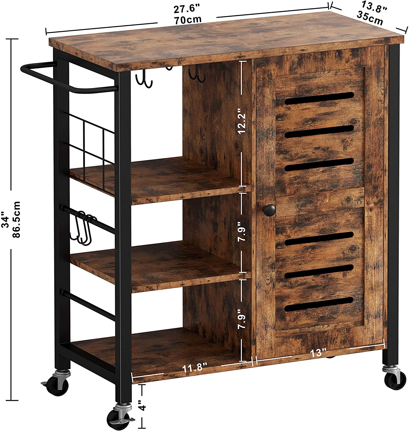 Lagerschrank mit Rollen Vintage Braun