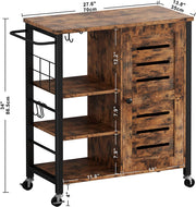 Lagerschrank mit Rollen Vintage Braun