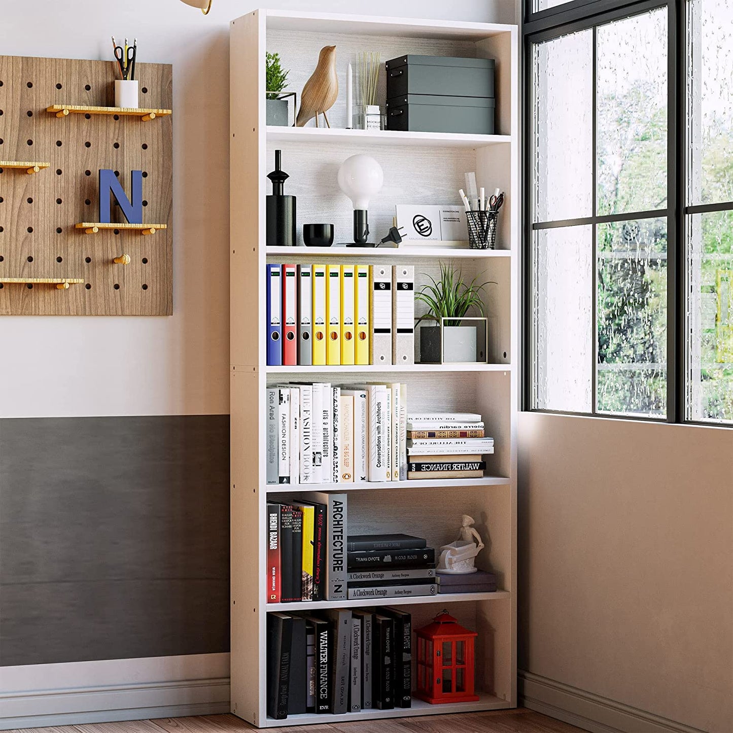 6 Tier Bookshelf Industrial White