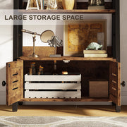 4-Tier Ladder Shelf with Cabinet Rustic Brown