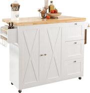 Rolling Kitchen Island with 3 drawers