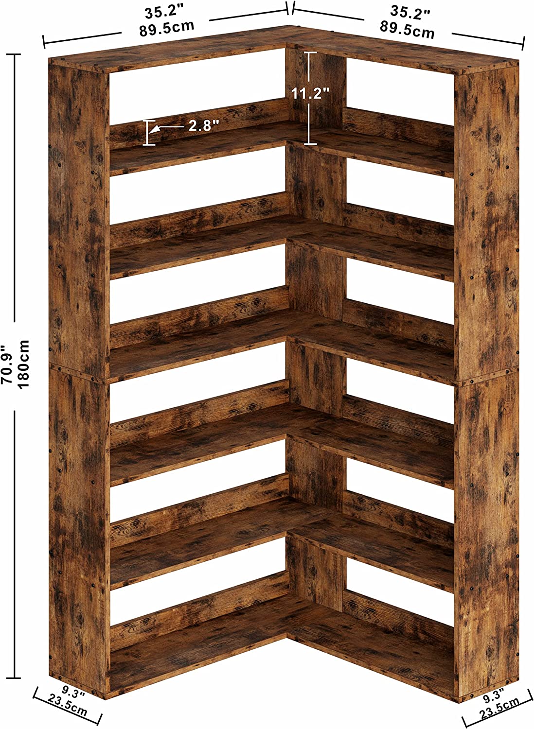 Corner Bookcase with 6 Tiers