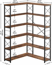 Bibliothèque d'angle à 6 étagères