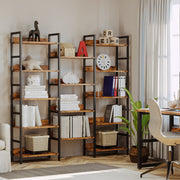 Triple Wide Bookshelf 5 Tiers with Baffles